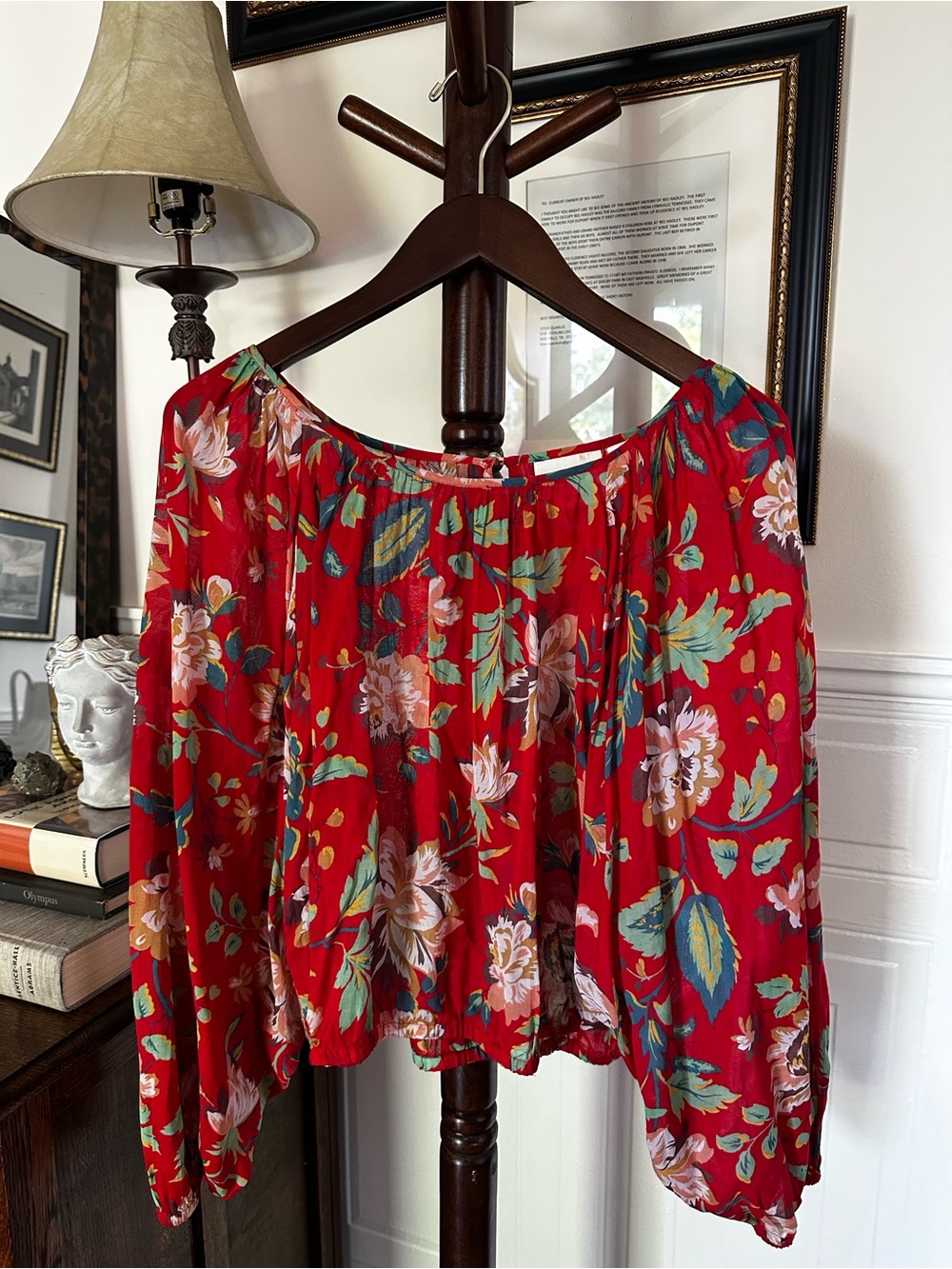 Maeve Red Floral Peasant Blouse - Picture 2 of 5